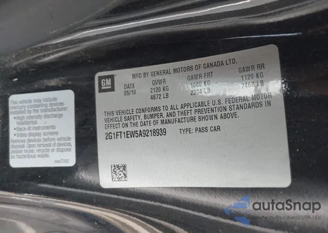 2010 Chevrolet Camaro 2Ss z USA, uszkodzony, nr VIN 2G1FT1EW5A9218939